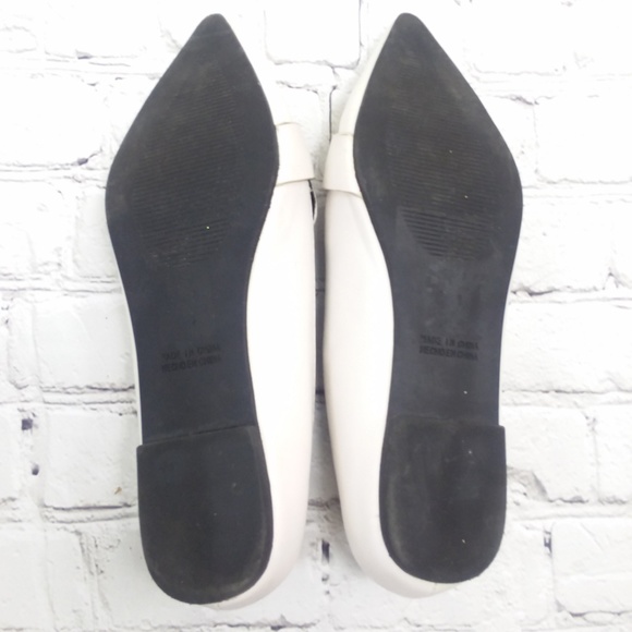 White Pointy Toe Loafer Flats - Picture 7 of 8